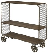Consola din metal pe roti, cu 3 rafturi, aspect industrial