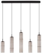 Lustra moderna cu 5 pendule LED, Metal, Sticla, Moca, SANO
