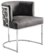 Scaun ELEGANCE catifea gri, otel inoxidabil argintiu