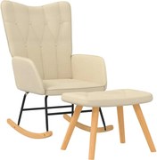 vidaXL Scaun balansoar cu taburet, crem, textil
