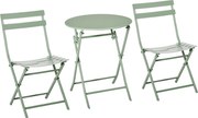 Outsunny Set de Gradina Pliabil de 3 Piese din Otel, 2 Scaune 42x50x81 cm si Masa de Gradina Ø60x71 cm, Verde