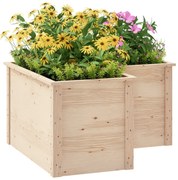 Outsunny Jardinière în formă de L, pat de grădină ridicat, ghiveci de flori cu fund deschis, din lemn 120 x 120 x 62 cm, lemn natural | Aosom Romania