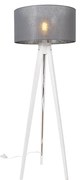 Lampa de podea moderna cu trepied alb cu abajur gri 50 cm - Tripod Classic