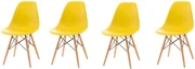 Scaune de sufragerie 4buc galbene, stil scandinav Classic