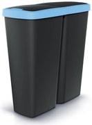 Coș de gunoi DUO negru, 50 l, albastru/negru