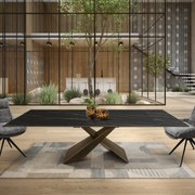 MIRABELLE -MASA BLAT DREPTUNGHIULAR NEGRU CU AURIU MAT EXTENSIBILA-PICIOR METALIC BRONZ 180 cm/ 90 cm