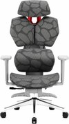 PORTO E04 Pro Executive – Scaun Ergonomic cu Suport Lombar Ajustabil, Tetieră Reglabilă, Cotiere 3D, Șezut Extensibil, Înclinare 135°, Suport pentru Picioare și Bază Metalică, Mesh, Gri