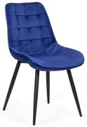 Scaun living modern din catifea cu cadru metalic BUC 206 bleumarin