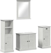 vidaXL Set de mobilier pentru baie 4 pcs Alb Antic Lemn de pin masiv