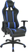 vidaXL Scaun birou rabatabil, design racing, suport picioare, albastru