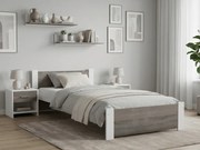 Pat de o persoana stejar alb/trufa, IKAROS 90 x 200 cm Saltele: Cu saltele Deluxe 10 cm, Somiera pat: Cu lamele curbate