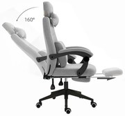 Scaun de birou rotativ cu tetiera si suport pentru picioare-gri dechis