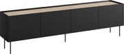 Comodă TV cu picioare metalice Desin 220 cm - negru mat / stejar nagano