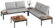 Outsunny Set Mobilier de Grădină din 4 Piese, cu 2 Canapele și 2 Măsuțe de Cafea, 141x64x62 cm, Lemn Natural | Aosom Romania