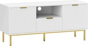HOMCOM Comodă TV, mobilier TV pentru 127 cm cu 2 uși cu închidere silențioasă, sertar și compartiment deschis, 120x39x54cm, alb | Aosom Romania