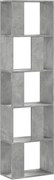 vidaXL Bibliotecă cu 5 niveluri gri beton 45x23,5x162,5 cm lemn