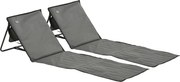 Outsunny Set 2 Șezlonguri Pliabile cu Unghi Reglabil și Buzunar cu Fermoar, 142x51x40 cm, Albastru | Aosom Romania
