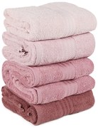 Set 4 prosoape baie Rainbow Powder, 70 x 140 cm, roz pudră