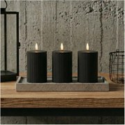 Set de 3 lumânări LED BRILLO, 12,5 cm, negre, alimentate cu 2x AA, cu telecomandă