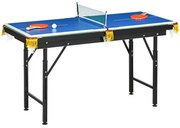 SPORTNOW Masă de Joc Pliabilă 2-în-1, Masă de Tenis și Masă de Biliard cu Accesorii Incluse, 140x63x60-80 cm, Albastru, Verde și Negru