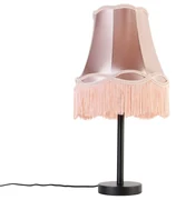 Lampă de masă clasică neagră cu abajur roz Granny 30 cm - Simplo