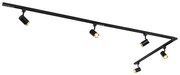 Sistem de șine monofazate cu 5 spoturi negru cu inel auriu - Jeana