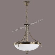 Suspensie Omega cu Diam 43 cm, Desing Clasic, Finisaj Bronz Antic, Abajur Alb - Bussy Lighting 3035-52-02B