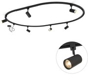 Sistem modern de iluminat pe șine cu 6 spoturi negre, monofazat, oval 100cm - Iconic Jeana