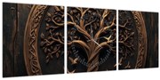Tablou – Arborele vieții din lemn (cu ceas) (90x30 cm)