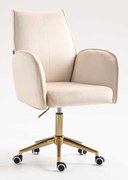 HR280K Scaun Crem din Catifea cu Bază Aurie