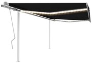 vidaXL Copertină retractabilă manual, cu LED, antracit, 4x3 m