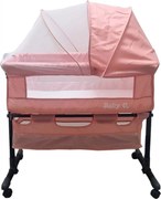 Patut copii transformabil in balansoar bebe Baby Care™ Co-Sleeper, Cu plasa insecte si cosulet depozitare, Design modern, 4 roti cu frana, Dimensiuni