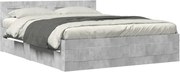 vidaXL Cadru de pat cu tăblie gri beton 150x200 cm lemn prelucrat