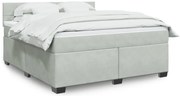 vidaXL Pat box spring cu saltea, gri deschis, 180x200 cm, catifea