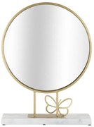 Oglinda decorativa aurie din metal si marmura, 30x39,5x9 cm, Butterfly Mauro Ferretti