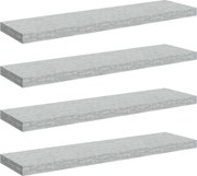vidaXL Rafturi perete suspendate 4 buc. gri beton 90x23,5x3,8 cm MDF