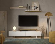 Mobilier de perete living, alb/stejar artisan, MILONA