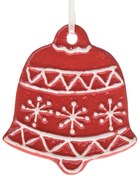 Decorațiune suspendată din ceramică Clopoțel , 9 x8,7 x 1 cm, roșu turtă dulce