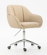 HR2055K Scaun Crem din Piele Ecologica cu Bază Cromata