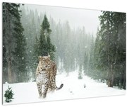 Tablou cu leopard în zăpadă (90x60 cm)