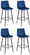 Set 4 Scaune Bar Zargo Catifea Albastru