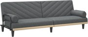 vidaXL Canapea extensibilă cu cotiere, gri închis, textil