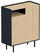 Pantofar negru-natural cu aspect de lemn de stejar Sienna – TemaHome