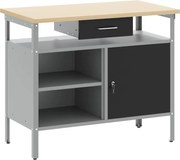 vidaXL Banc de lucru cu sertar cu raft Negru și Gri 100 x 55 x 85 cm