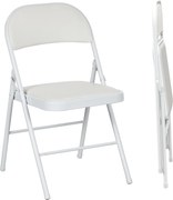 HOMCOM Set de 2 Scaune Pliabile, Scaune Moderne cu Perne din Poliester pentru Acasă și Birou, 45x46x78 cm, Alb | Aosom Romania