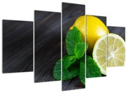 Tablou cu lămâie și mentă pe masă (150x105 cm)