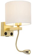 Aplică de perete aurie USB cu abajur alb - Brescia Combi