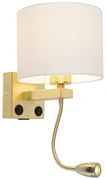 Aplică de perete aurie USB cu abajur alb - Brescia Combi