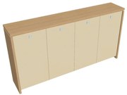 Dulap mediu pentru haine Verno 248 x 46 x 130 cm, uși de sticlă, stejar deschis / vanilie