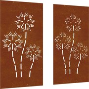vidaXL Decor perete grădină 2 buc. 105x55 cm design flori oțel Corten